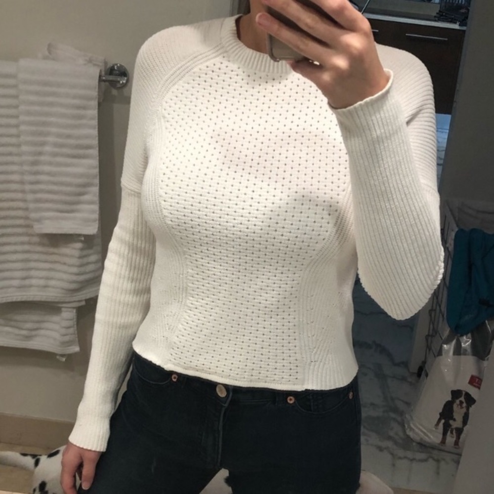 10 Crosby Derek Lam White Cropped Perforated Sweater